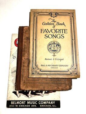 3 Vintage Children's Song Books, 2 Vintage: 1923 & 1937 + 1 Antique: 1893
